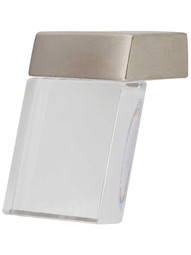 Positano Clear Square Pull in Satin Nickel/Clear.